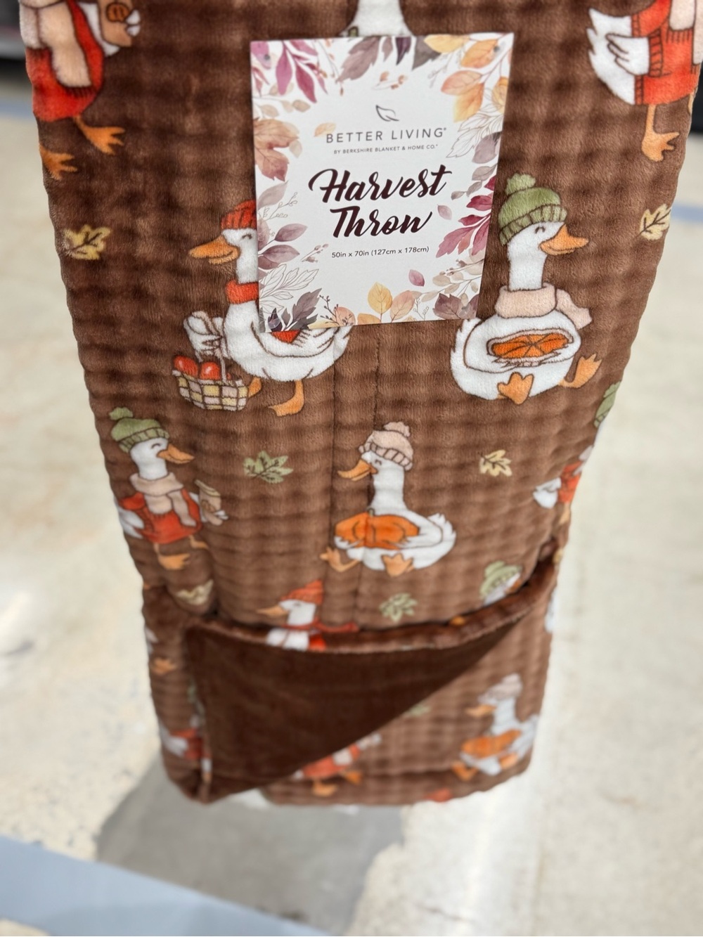 Brown Harvest Throw – Cozy Autumn Duck Print